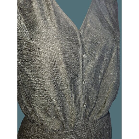 Danielrainn Black V Neck Polka Dot Sheer Long Sleeve Dress Women Large - Picture 9 of 11